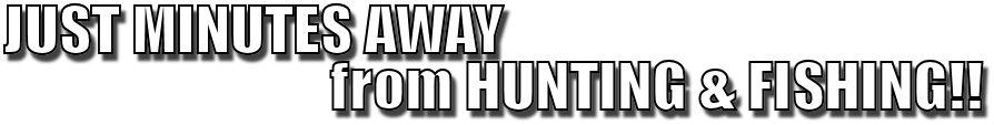 JUST MINUTES AWAY FROM HUNTING AND FISHING!!